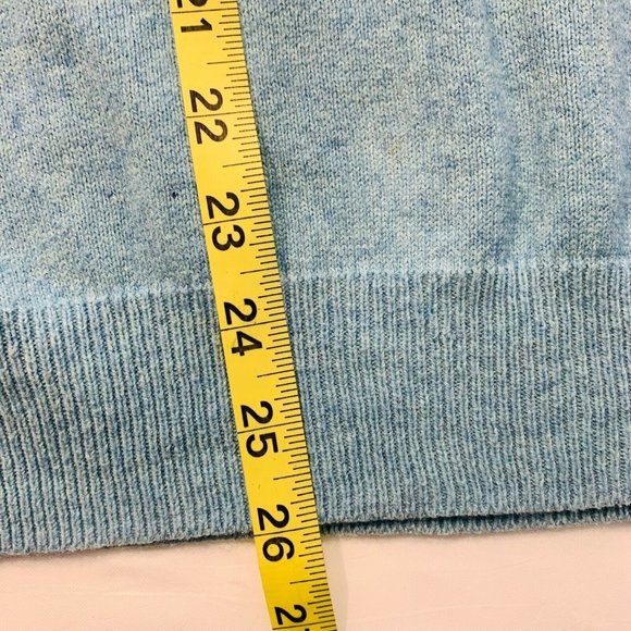 J Crew Cotton Cashmere Blend Knit Sweater V Neck Long Sleeve Light Blue L #86055 - Picture 10 of 12